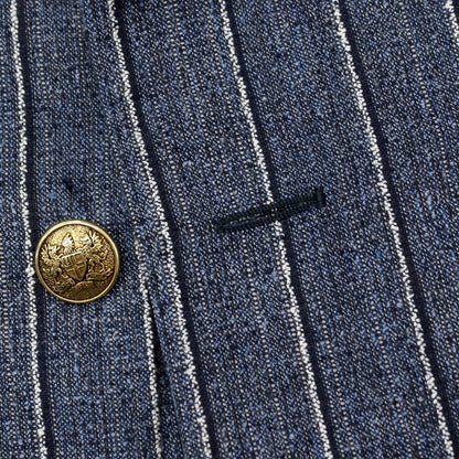 【中古】スティレ ラティーノ STILE LATINO GULE032 リネンシルクコットンナイロン ストライプ 3B テーラードジャケット ライトネイビー【サイズ44】【 状態ランクC 】【 メンズ 】