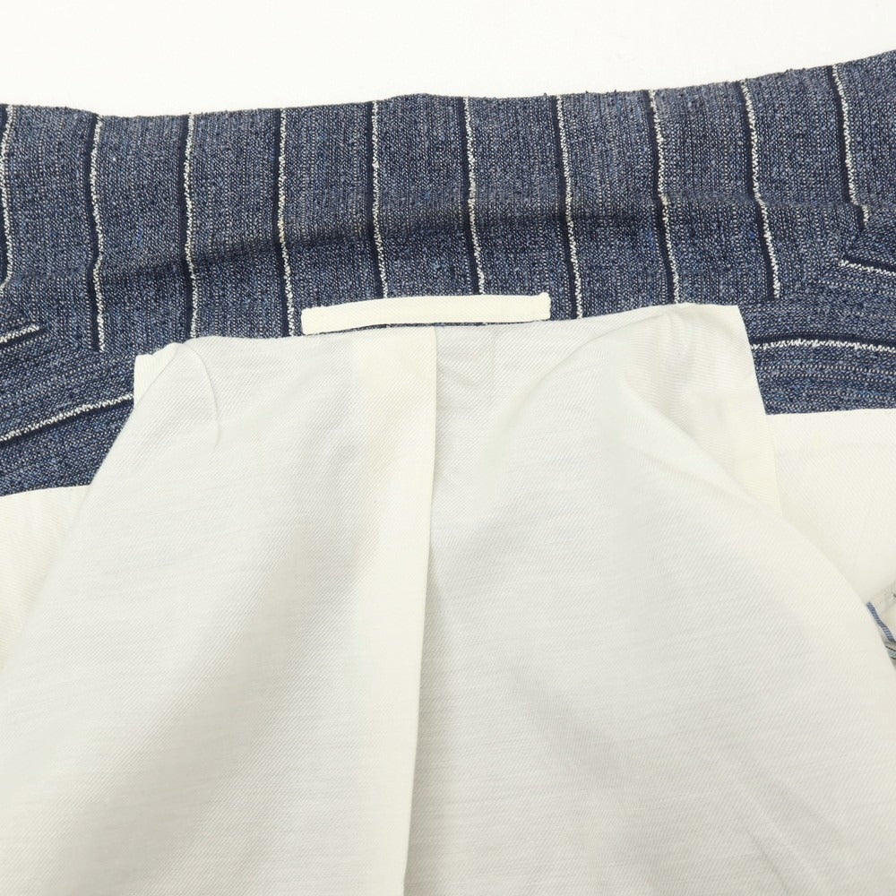 【中古】スティレ ラティーノ STILE LATINO GULE032 リネンシルクコットンナイロン ストライプ 3B テーラードジャケット ライトネイビー【サイズ44】【 状態ランクC 】【 メンズ 】