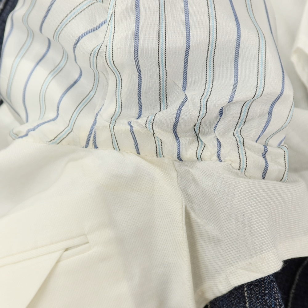 【中古】スティレ ラティーノ STILE LATINO GULE032 リネンシルクコットンナイロン ストライプ 3B テーラードジャケット ライトネイビー【サイズ44】【 状態ランクC 】【 メンズ 】