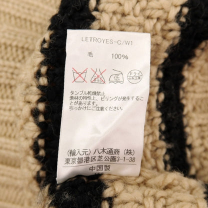 【中古】ルトロワ Letroyes ローゲージ ウール ボーダー タートルネック プルオーバーニット ベージュxブラック【サイズS】【 状態ランクB 】【 メンズ 】