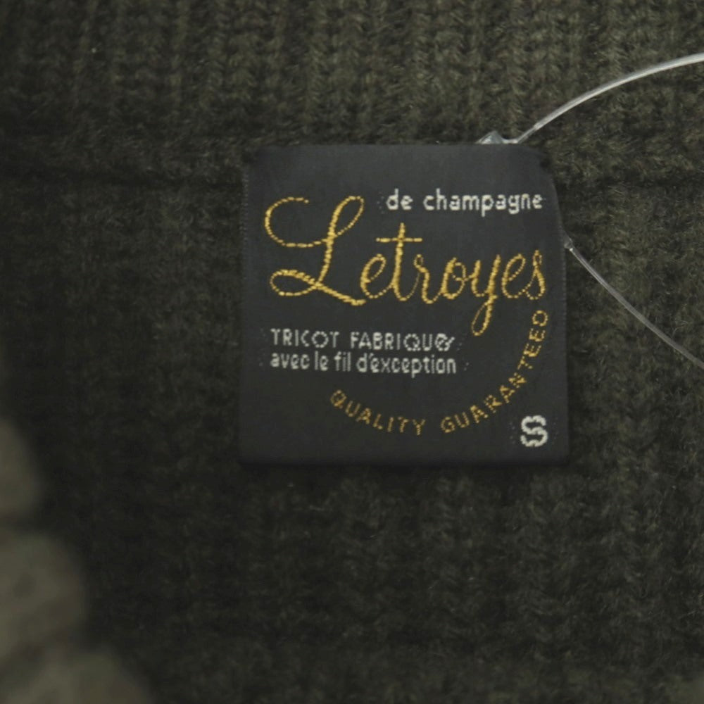 【中古】ルトロワ Letroyes ローゲージ ウールカシミヤ ボーダー リブ編み モックネック プルオーバーニット オリーブxネイビー【サイズS】【 状態ランクB 】【 メンズ 】