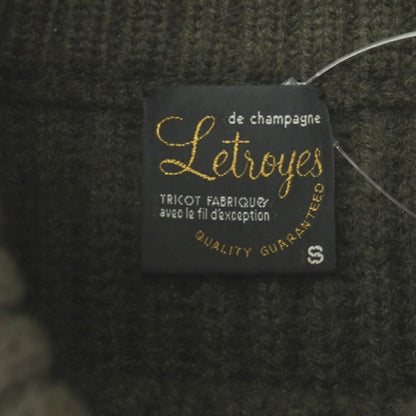 【中古】ルトロワ Letroyes ローゲージ ウールカシミヤ ボーダー リブ編み モックネック プルオーバーニット オリーブxネイビー【サイズS】【 状態ランクB 】【 メンズ 】