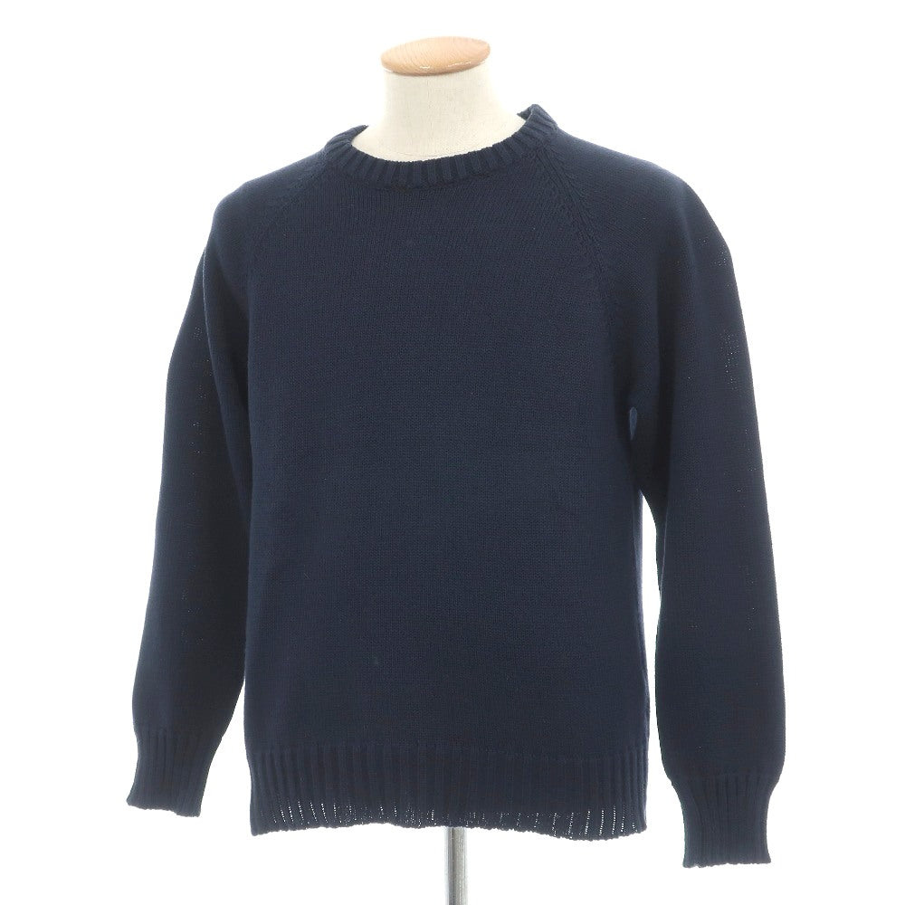 【中古】ガンジーウーレンズ GUERNSEY WOOLLENS コットン クルーネック プルオーバーニット ネイビー【サイズ36】【 状態ランクB 】【 メンズ 】