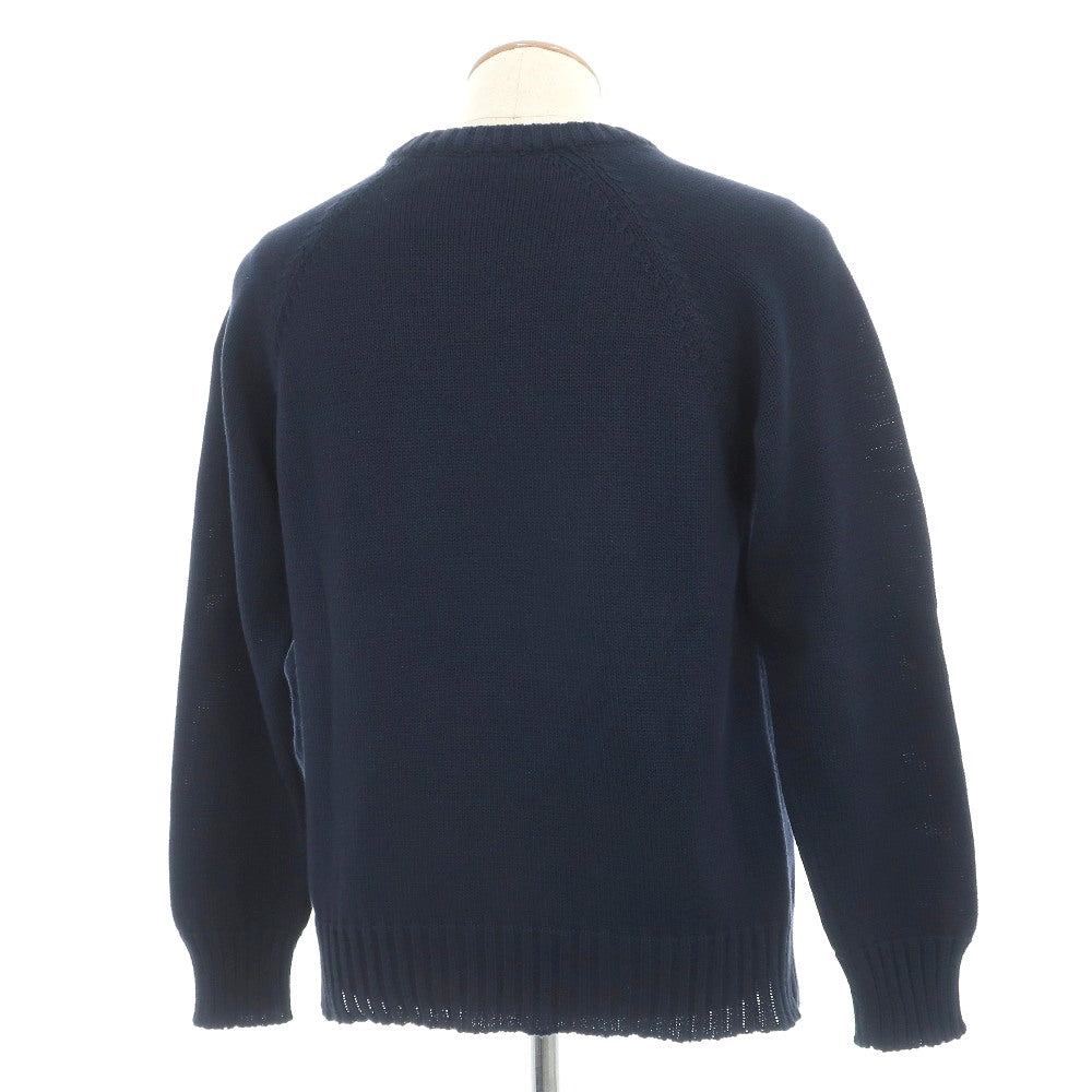 【中古】ガンジーウーレンズ GUERNSEY WOOLLENS コットン クルーネック プルオーバーニット ネイビー【サイズ36】【 状態ランクB 】【 メンズ 】