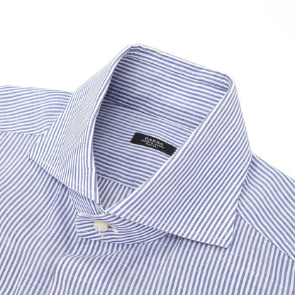 【中古】バルバ BARBA コットンリネン ストライプ ホリゾンタルカラー ドレスシャツ ブルーxホワイト【サイズ39】【 状態ランクB 】【 メンズ 】
