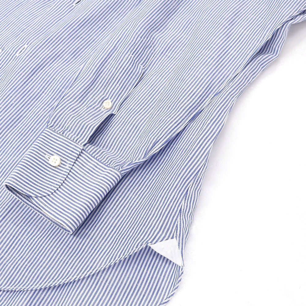 【中古】バルバ BARBA コットンリネン ストライプ ホリゾンタルカラー ドレスシャツ ブルーxホワイト【サイズ39】【 状態ランクB 】【 メンズ 】