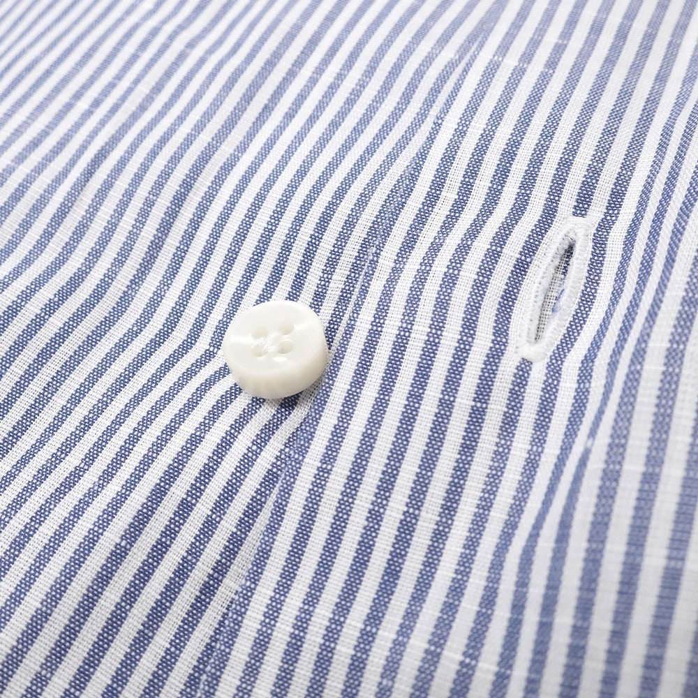 【中古】バルバ BARBA コットンリネン ストライプ ホリゾンタルカラー ドレスシャツ ブルーxホワイト【サイズ39】【 状態ランクB 】【 メンズ 】