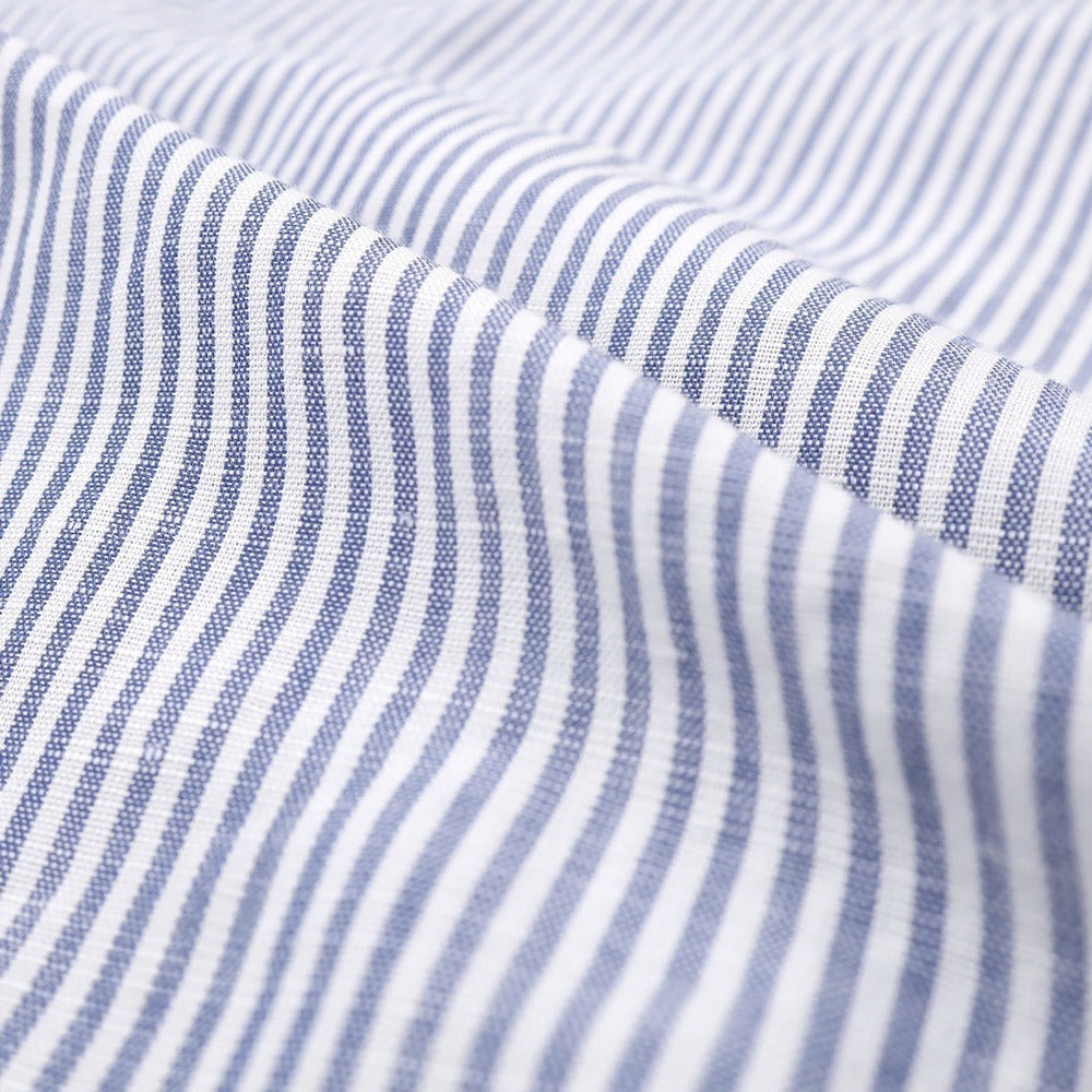 【中古】バルバ BARBA コットンリネン ストライプ ホリゾンタルカラー ドレスシャツ ブルーxホワイト【サイズ39】【 状態ランクB 】【 メンズ 】