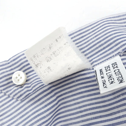 【中古】バルバ BARBA コットンリネン ストライプ ホリゾンタルカラー ドレスシャツ ブルーxホワイト【サイズ39】【 状態ランクB 】【 メンズ 】