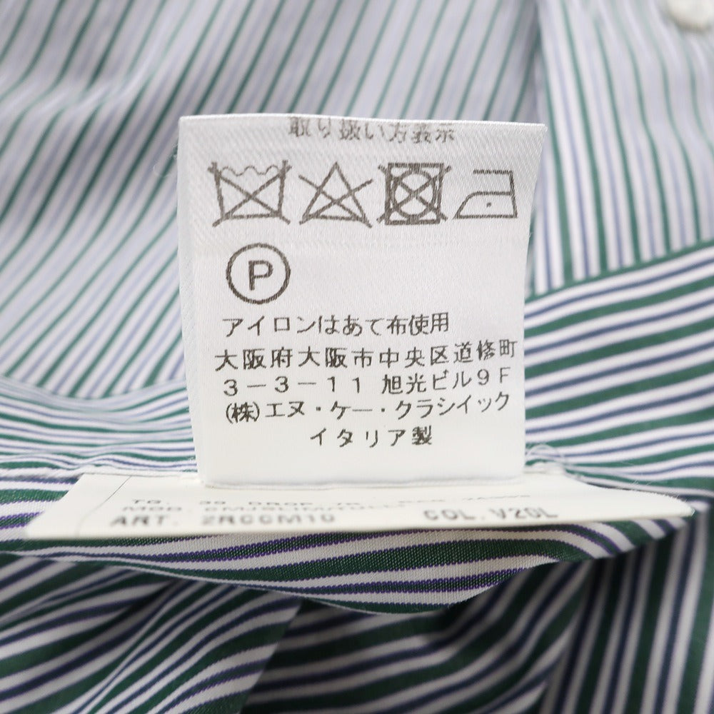 【中古】スティレ ラティーノ STILE LATINO コットン ストライプ クレリック レギュラーカラー ドレスシャツ グリーン【サイズ39】【 状態ランクC 】【 メンズ 】
