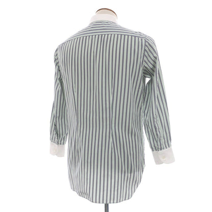 【中古】スティレ ラティーノ STILE LATINO コットン ストライプ クレリック レギュラーカラー ドレスシャツ ネイビーxグリーン【サイズ39】【 状態ランクC 】【 メンズ 】