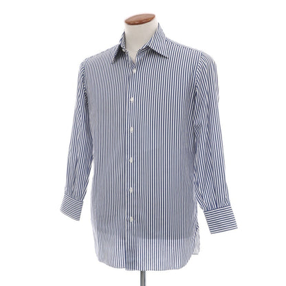 【中古】スティレ ラティーノ STILE LATINO コットン ストライプ レギュラーカラー ドレスシャツ ネイビーxホワイト【サイズ39】【 状態ランクD 】【 メンズ 】