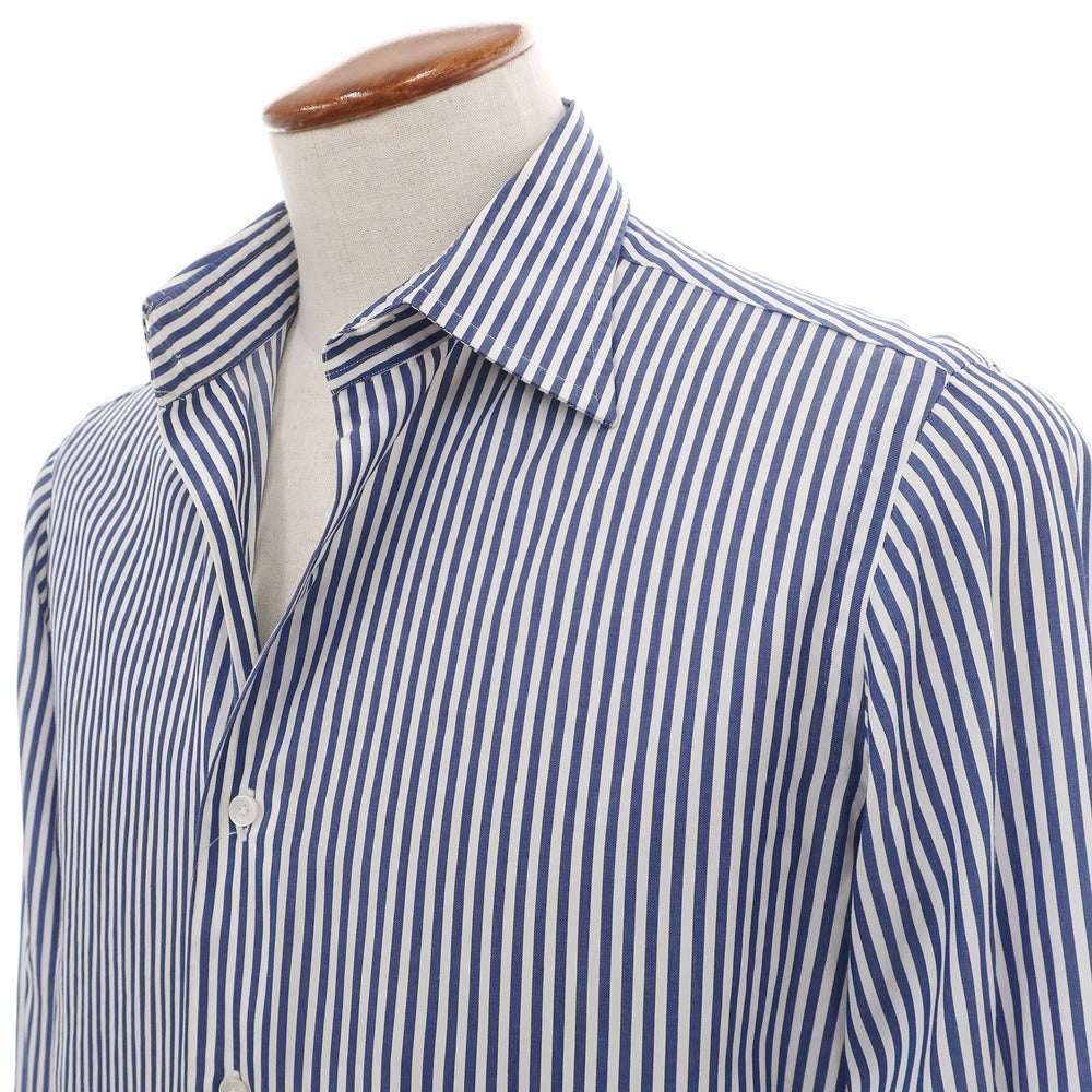 【中古】スティレ ラティーノ STILE LATINO コットン ストライプ レギュラーカラー ドレスシャツ ネイビーxホワイト【サイズ39】【 状態ランクD 】【 メンズ 】
