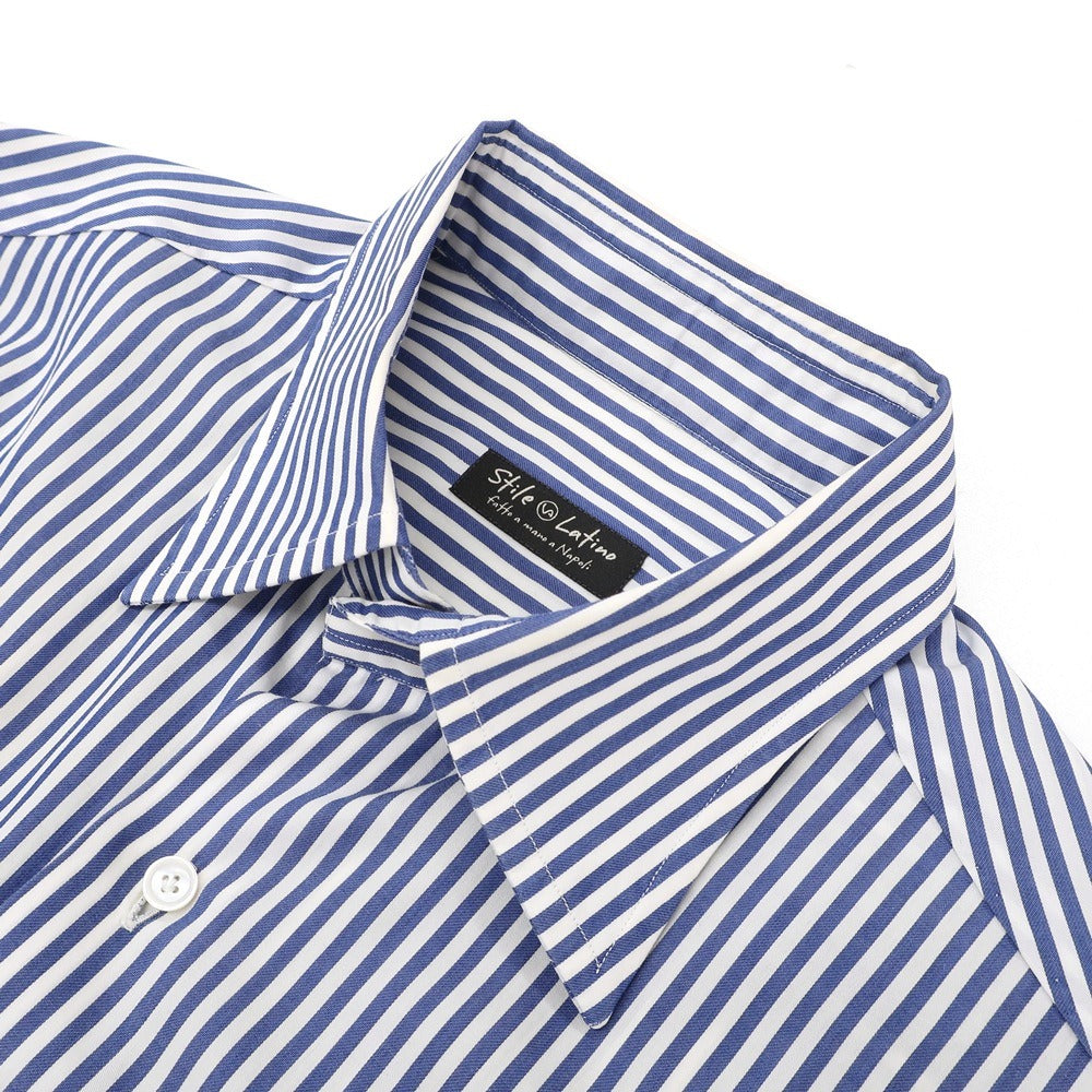 【中古】スティレ ラティーノ STILE LATINO コットン ストライプ レギュラーカラー ドレスシャツ ネイビーxホワイト【サイズ39】【 状態ランクD 】【 メンズ 】