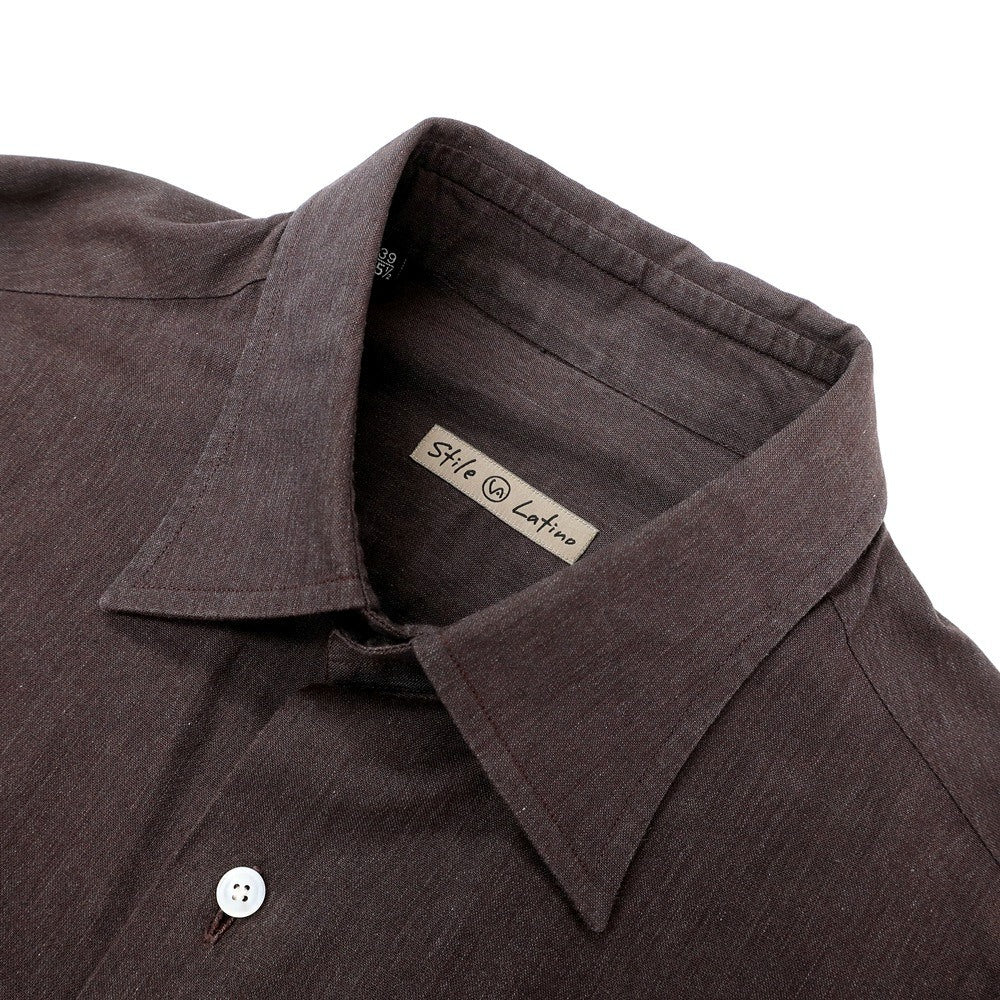 【中古】スティレ ラティーノ STILE LATINO コットン レギュラーカラー カジュアルシャツ ブラウン【サイズ39】【 状態ランクC 】【 メンズ 】