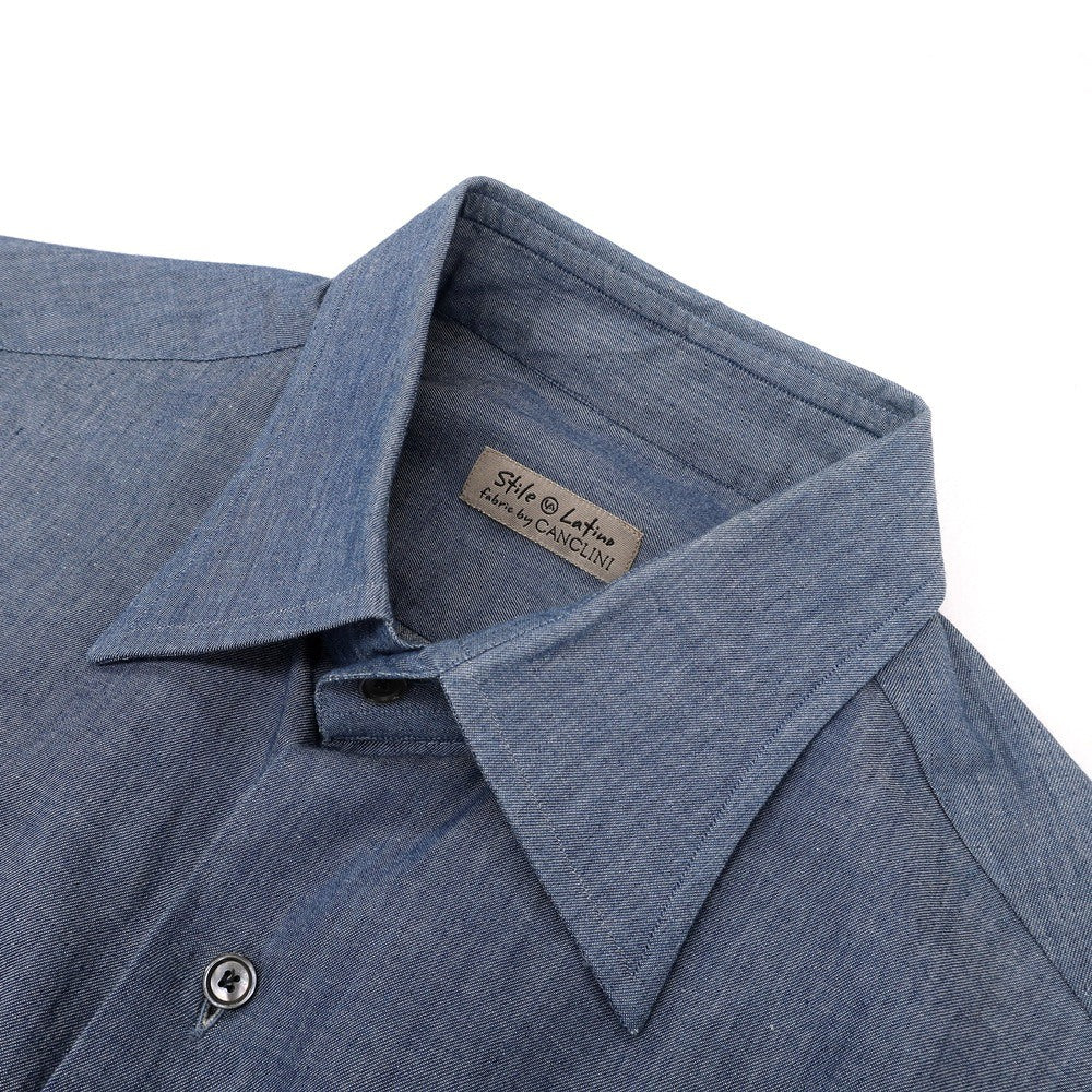 【中古】スティレ ラティーノ STILE LATINO コットン レギュラーカラー カジュアルシャツ ブルー【サイズ39】【 状態ランクC 】【 メンズ 】