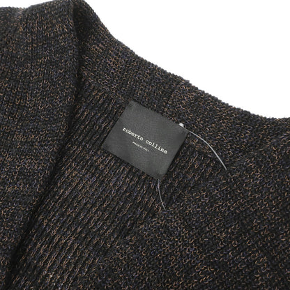 【中古】ロベルトコリーナ ROBERTO COLLINA リネンポリエステルレーヨンコットン カーディガン ブラック系xオレンジ【サイズ48】【 状態ランクB 】【 メンズ 】