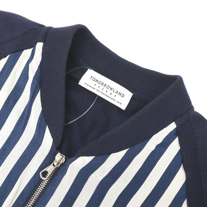【SALE30%OFF/返品不可】【中古】トゥモローランド TOMORROWLAND tricot コットン ストライプ 切り替え ダブルジップ カーディガン ネイビーxホワイト【 サイズM 】【 状態ランクC 】【 メンズ 】