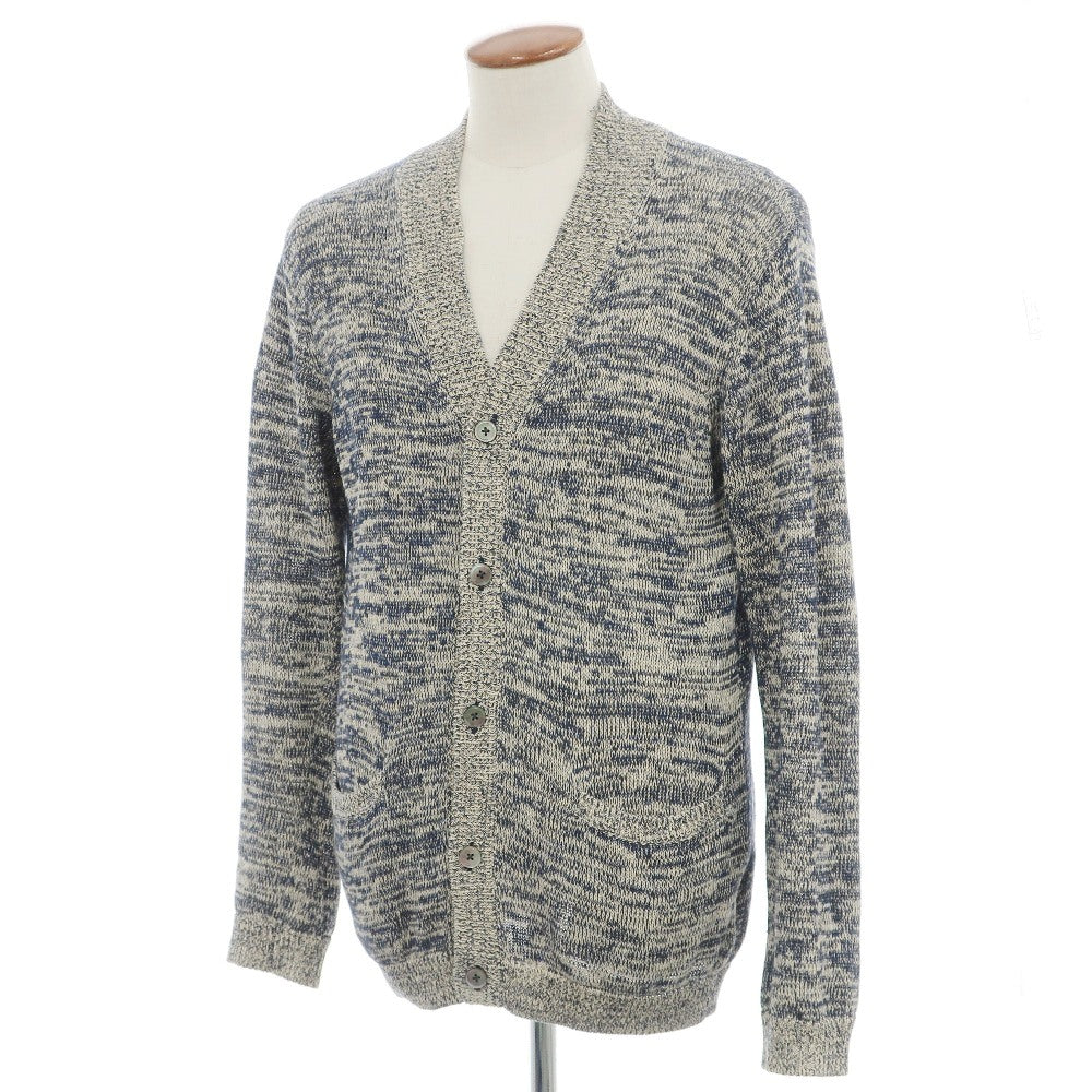 【中古】トゥモローランド TOMORROWLAND tricot コットンリネン ニット カーディガン アイボリーxネイビー【サイズM】【 状態ランクB 】【 メンズ 】