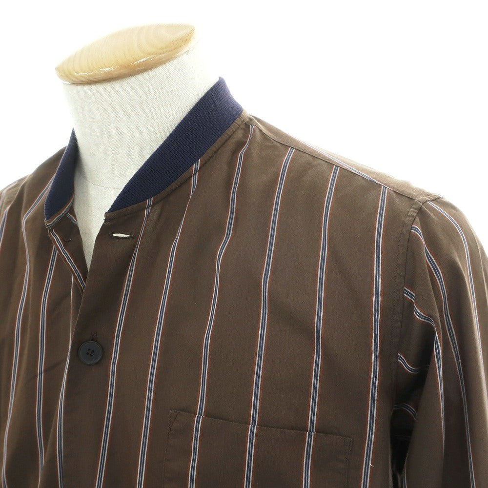 【中古】トゥモローランド TOMORROWLAND コットンポリエステル ストライプ カジュアルシャツ ブラウン【サイズS】【 状態ランクB 】【 メンズ 】