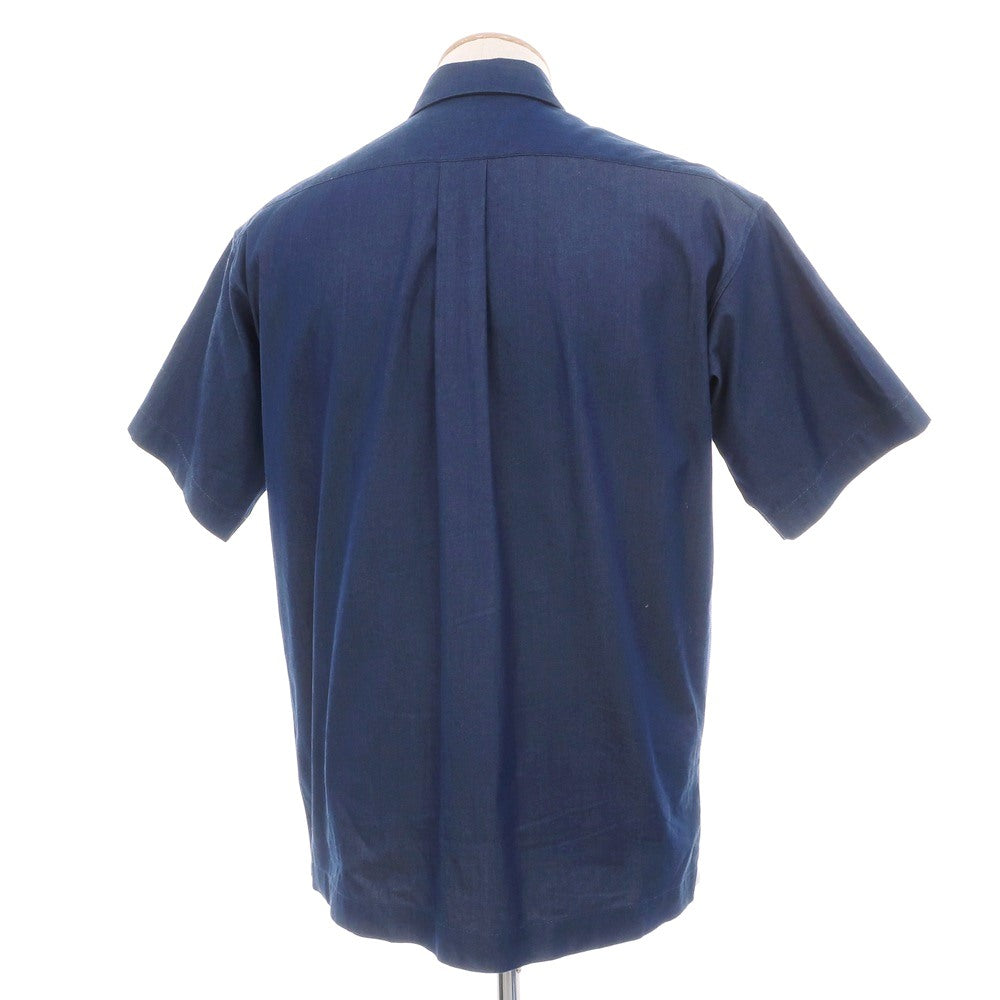 【中古】トゥモローランド TOMORROWLAND tricot ニット切り替え パッチワーク ショートカラー 半袖シャツ ネイビー【サイズS】【 状態ランクC 】【 メンズ 】