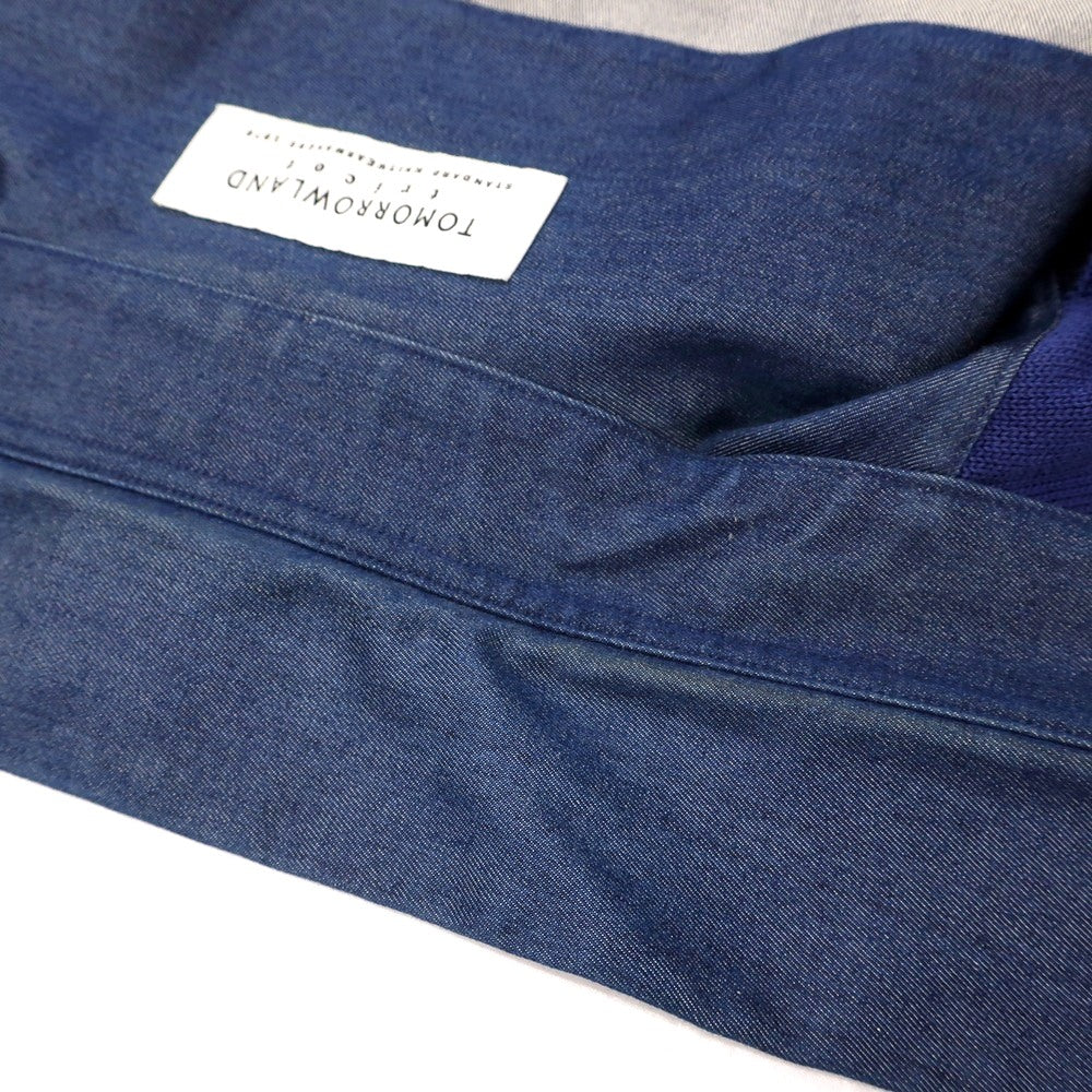 【中古】トゥモローランド TOMORROWLAND tricot ニット切り替え パッチワーク ショートカラー 半袖シャツ ネイビー【サイズS】【 状態ランクC 】【 メンズ 】