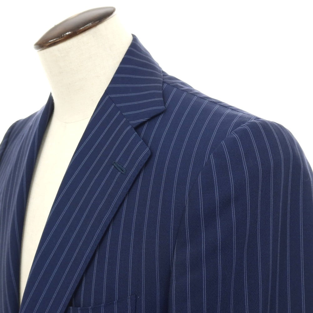 【中古】チェーザレ アットリーニ Cesare Attolini AUS20PUN3 ウール ストライプ 2つボタンスーツ ネイビーxホワイト【サイズ50】【 状態ランクC 】【 メンズ 】