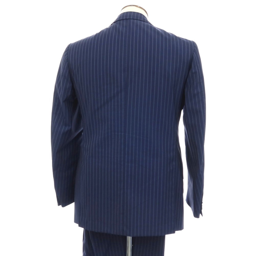 【中古】チェーザレ アットリーニ Cesare Attolini AUS20PUN3 ウール ストライプ 2つボタンスーツ ネイビーxホワイト【サイズ50】【 状態ランクC 】【 メンズ 】