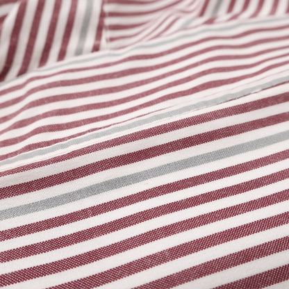 【中古】イザイア ISAIA コットン ストライプ セミワイドカラー ドレスシャツ レッドxホワイト【サイズ41】【 状態ランクC 】【 メンズ 】