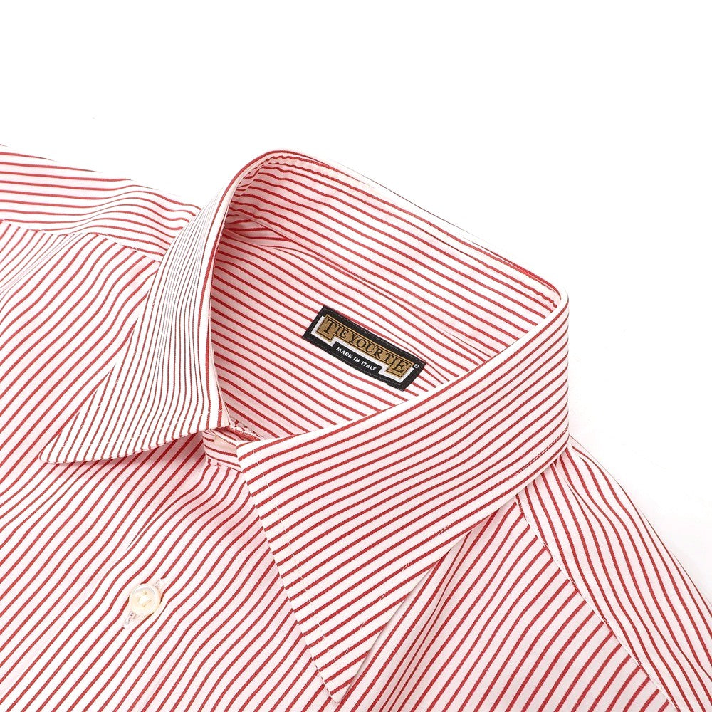 【中古】タイユアタイ TIE YOUR TIE コットン ストライプ レギュラーカラー ドレスシャツ ホワイトxレッド【サイズ41】【 状態ランクB 】【 メンズ 】