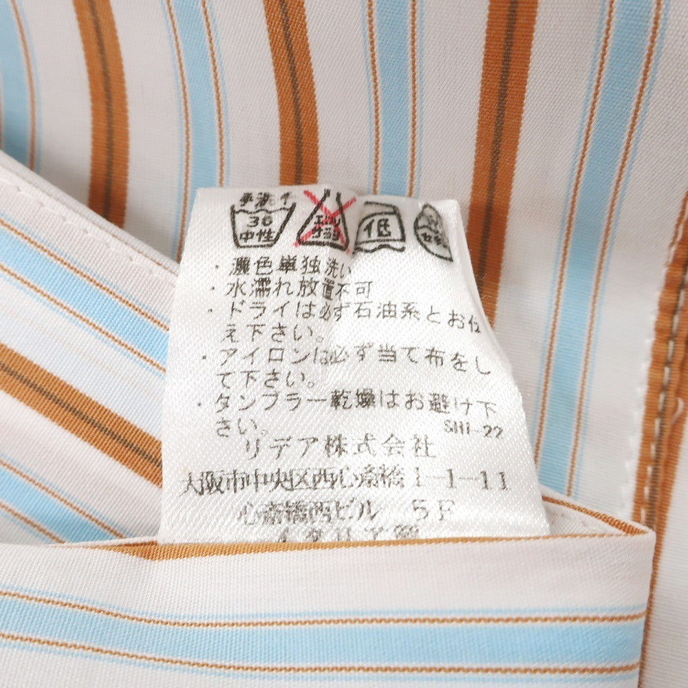 【中古】バルバ ダンディライフ BARBA DANDY LIFE コットン ストライプ ワイドカラー ドレスシャツ ホワイトxライトブルー【サイズ41】【 状態ランクB 】【 メンズ 】