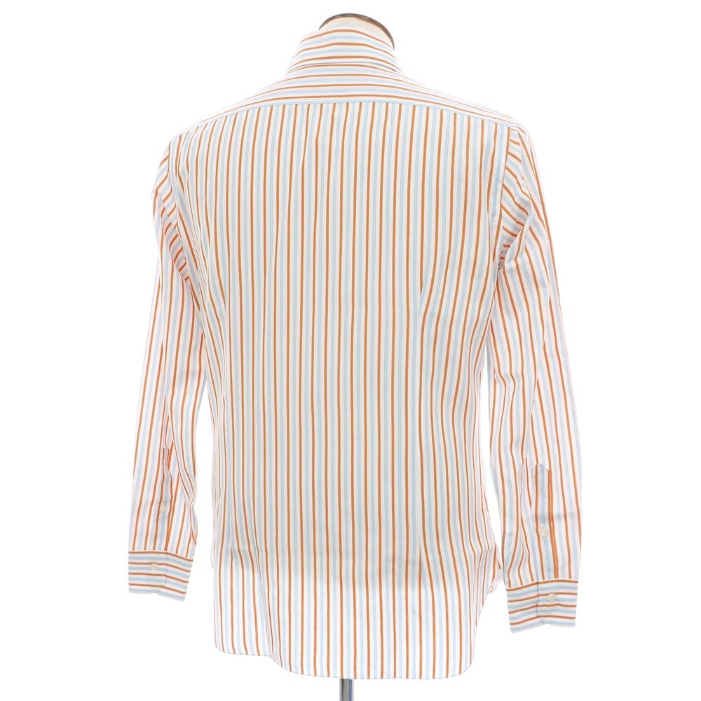 【中古】バルバ ダンディライフ BARBA DANDY LIFE コットン ストライプ ワイドカラー ドレスシャツ ホワイトxライトブルー【サイズ41】【 状態ランクB 】【 メンズ 】