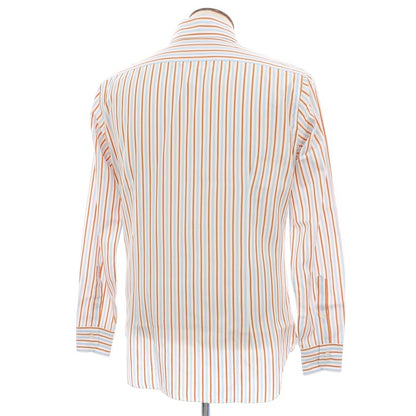 【中古】バルバ ダンディライフ BARBA DANDY LIFE コットン ストライプ ワイドカラー ドレスシャツ ホワイトxライトブルー【サイズ41】【 状態ランクB 】【 メンズ 】