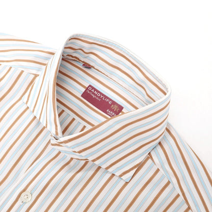 【中古】バルバ ダンディライフ BARBA DANDY LIFE コットン ストライプ ワイドカラー ドレスシャツ ホワイトxライトブルー【サイズ41】【 状態ランクB 】【 メンズ 】