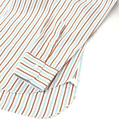 【中古】バルバ ダンディライフ BARBA DANDY LIFE コットン ストライプ ワイドカラー ドレスシャツ ホワイトxライトブルー【サイズ41】【 状態ランクB 】【 メンズ 】
