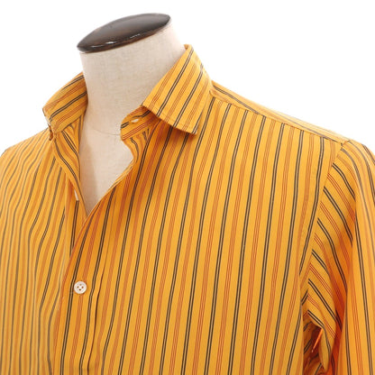 【中古】サルヴァトーレピッコロ Salvatore Piccolo コットン ストライプ ショートカラー カジュアルシャツ イエローxネイビー【サイズ41】【 状態ランクB 】【 メンズ 】