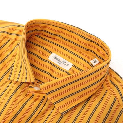 【中古】サルヴァトーレピッコロ Salvatore Piccolo コットン ストライプ ショートカラー カジュアルシャツ イエローxネイビー【サイズ41】【 状態ランクB 】【 メンズ 】