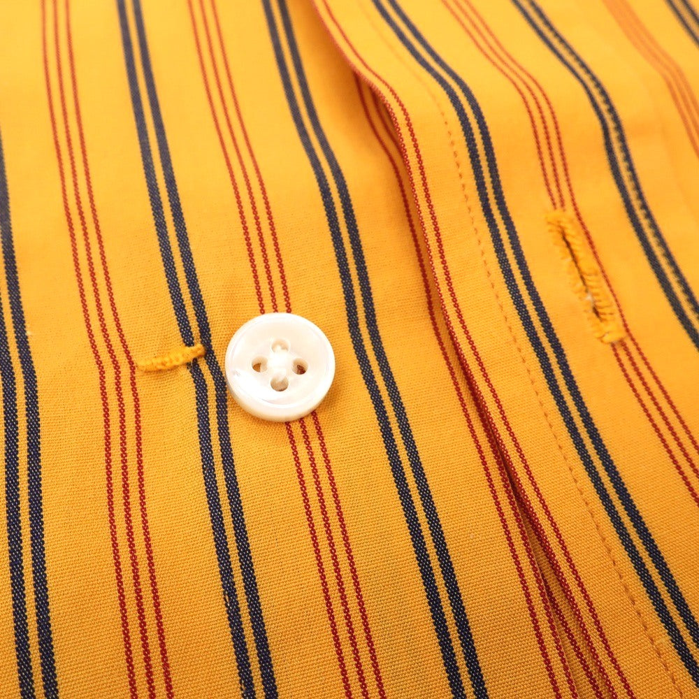 【中古】サルヴァトーレピッコロ Salvatore Piccolo コットン ストライプ ショートカラー カジュアルシャツ イエローxネイビー【サイズ41】【 状態ランクB 】【 メンズ 】