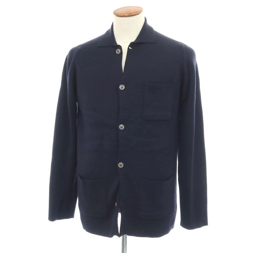 【中古】ジョンスメドレー JOHN SMEDLEY ウール 襟付き カーディガン ネイビー【サイズM】【 状態ランクB 】【 メンズ 】