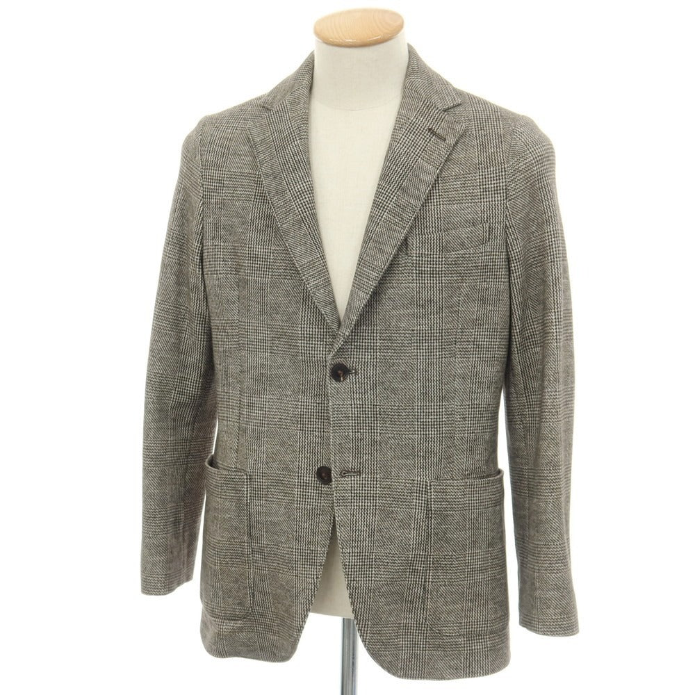 【中古】チルコロ1901 CIRCOLO 1901 コットン ジャージー グレンチェック プリント 2B カジュアルジャケット グレージュxブラック【サイズ44】【 状態ランクB 】【 メンズ 】