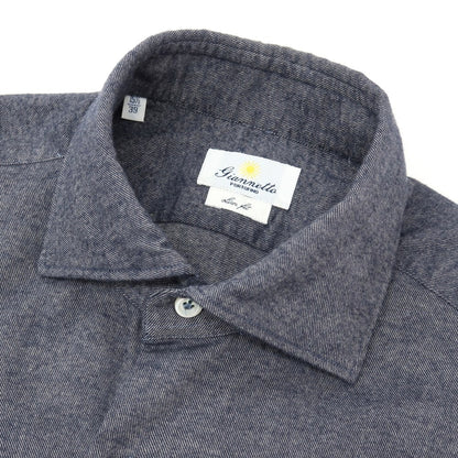【中古】ジャンネット giannetto コットン ワイドカラー カジュアルシャツ ネイビー【サイズ39】【 状態ランクB 】【 メンズ 】