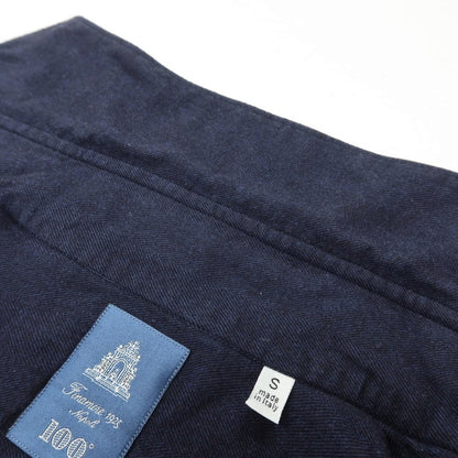 【中古】フィナモレ Finamore 100周年モデル コットンセルロース ヘリンボーン ホリゾンタルカラー カジュアルシャツ ネイビー【サイズS】【 状態ランクB 】【 メンズ 】