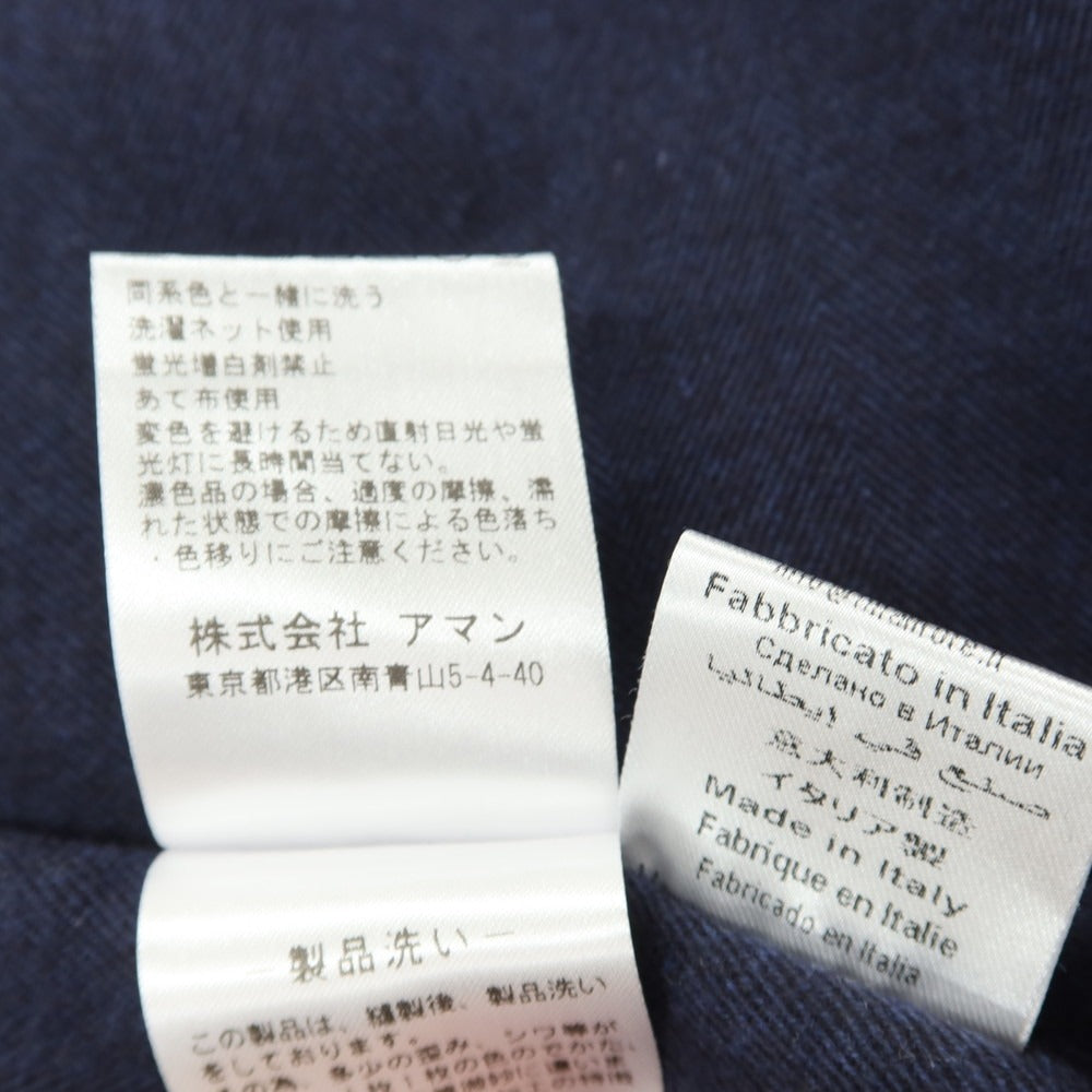 【中古】フィナモレ Finamore 100周年モデル コットンセルロース ヘリンボーン ホリゾンタルカラー カジュアルシャツ ネイビー【サイズS】【 状態ランクB 】【 メンズ 】