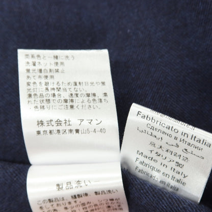 【中古】フィナモレ Finamore 100周年モデル コットンセルロース ヘリンボーン ホリゾンタルカラー カジュアルシャツ ネイビー【サイズS】【 状態ランクB 】【 メンズ 】