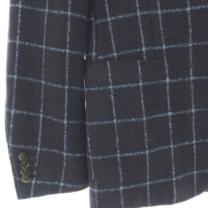 【中古】サルトリア リング Sartoria Ring ウールナイロンシルク ウィンドウペーンチェック 3B テーラードジャケット ネイビーxライトブルー【サイズ44】【 状態ランクC 】【 メンズ 】