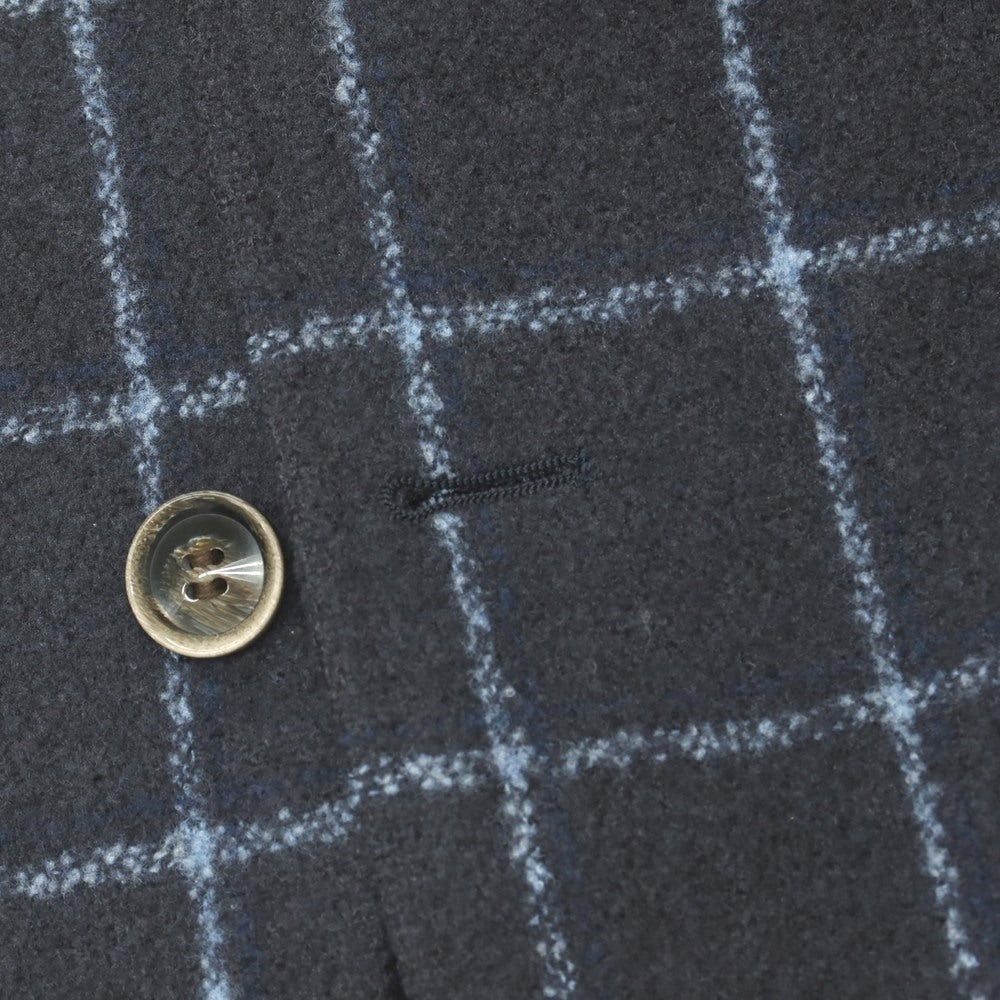 【中古】サルトリア リング Sartoria Ring ウールナイロンシルク ウィンドウペーンチェック 3B テーラードジャケット ネイビーxライトブルー【サイズ44】【 状態ランクC 】【 メンズ 】