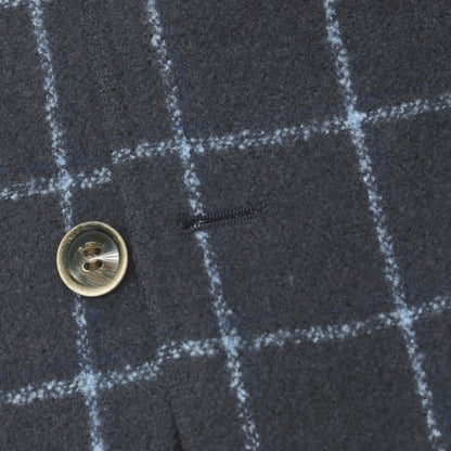 【中古】サルトリア リング Sartoria Ring ウールナイロンシルク ウィンドウペーンチェック 3B テーラードジャケット ネイビーxライトブルー【サイズ44】【 状態ランクC 】【 メンズ 】