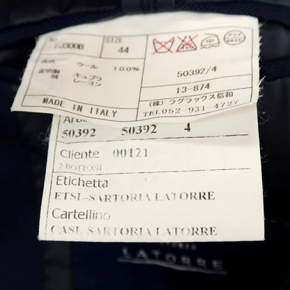 【中古】サルトリア ラトーレ SARTORIA LATORRE ETROPE R ウール2B テーラードジャケット ネイビー【サイズ44】【 状態ランクC 】【 メンズ 】