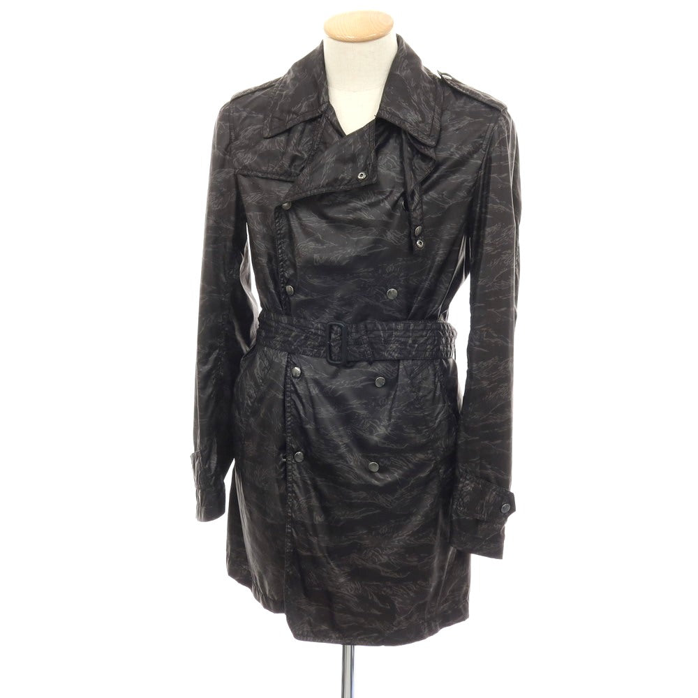 【中古】ストラスブルゴ STRASBURGO パッカブル ナイロン タイガーカモ柄 トレンチコート ブラックxグレー【サイズS】【 状態ランクB 】【 メンズ 】