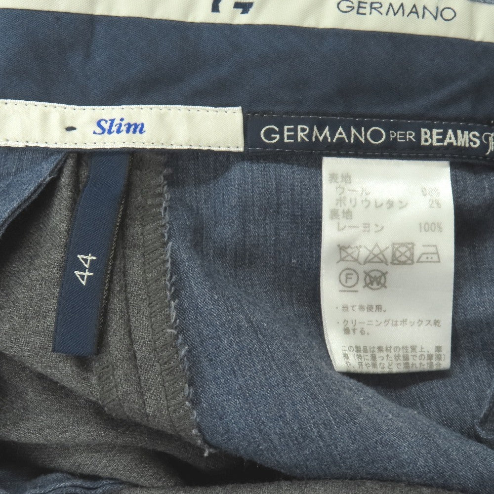【中古】ジェルマーノ GERMANO BEAMS F別注 ウールポリウレタン ドレススラックスパンツ グレー【サイズ44】【 状態ランクB 】【 メンズ 】